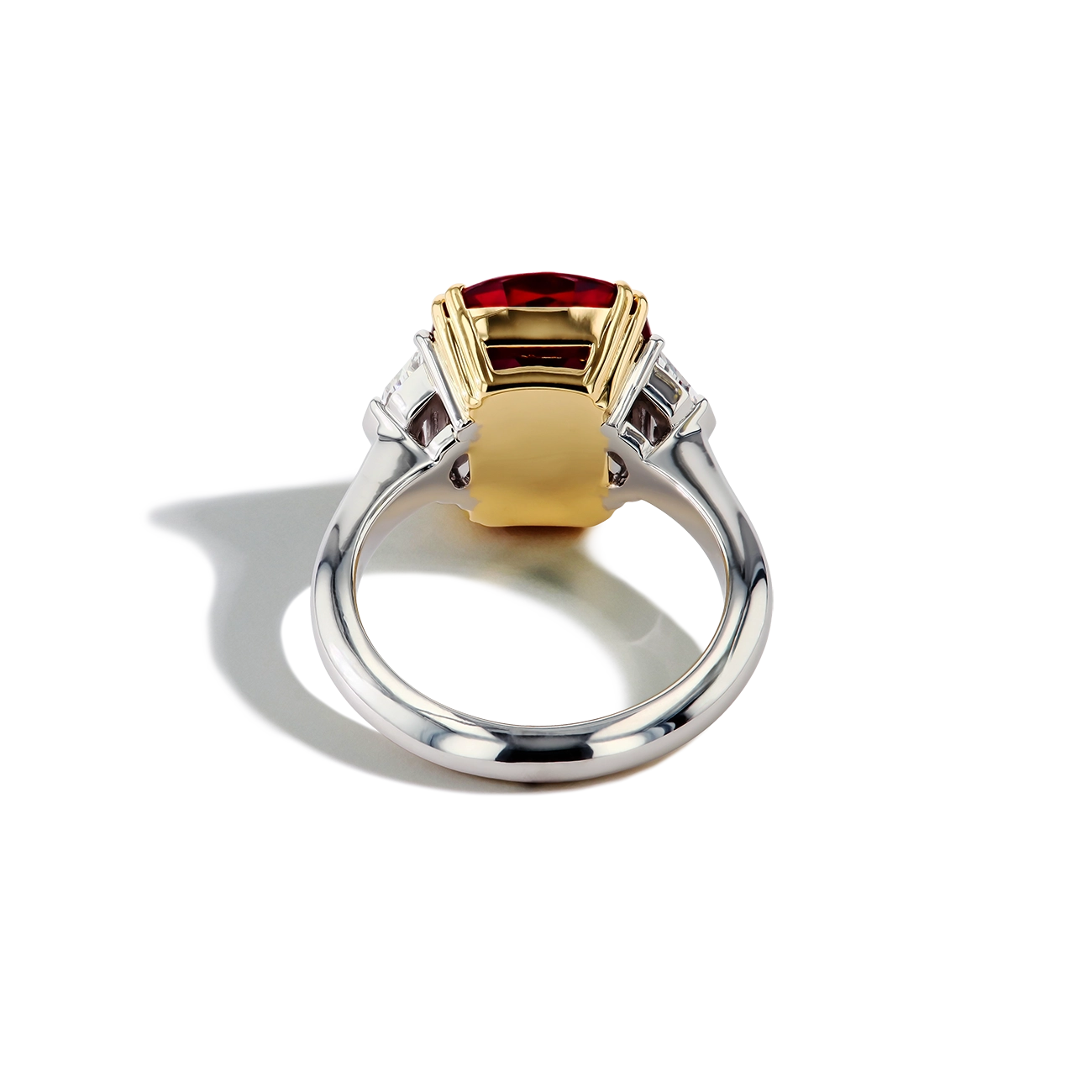 7 Carat Oval Ruby Three-Stone Ring