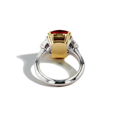 7 Carat Oval Ruby Three-Stone Ring