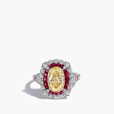 Yellow Diamond and Ruby Ring - Private Label product
