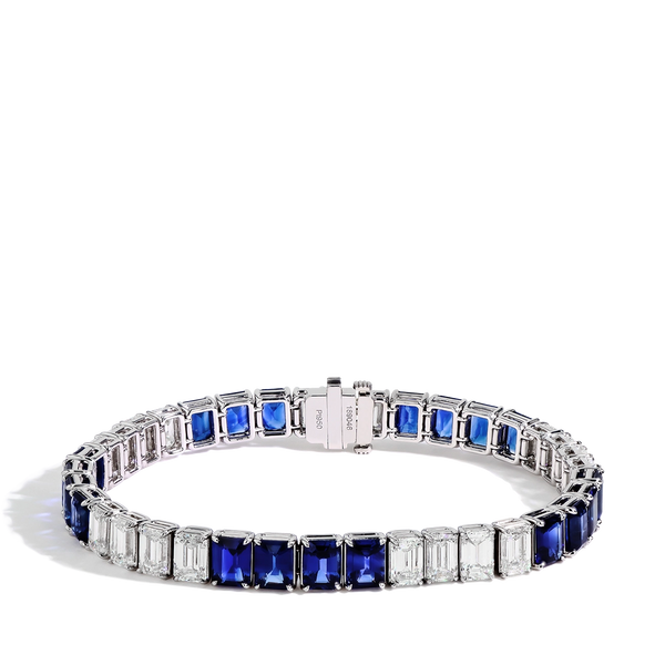 Alternating Blue Sapphire and Diamond Bracelet