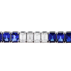Alternating Blue Sapphire and Diamond Bracelet
