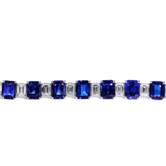55 Carat Alternating Blue Sapphire and Diamond Bracelet
