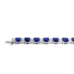 55 Carat Alternating Blue Sapphire and Diamond Bracelet