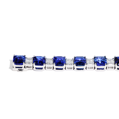 55 Carat Alternating Blue Sapphire and Diamond Bracelet