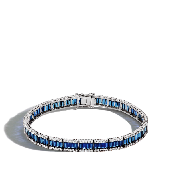 10 Carat Blue Sapphire and Diamond Baguette Bracelet