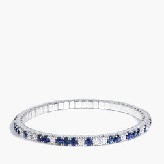3.90 Carat Sapphire and Diamond Stretch Bangle Bracelet