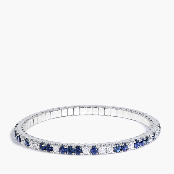 3.90 Carat Sapphire and Diamond Stretch Bangle Bracelet