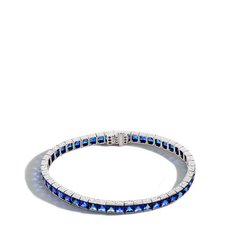 Platinum French-Cut Blue Sapphire Bracelet