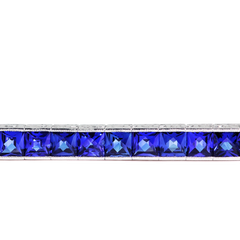 Platinum French-Cut Blue Sapphire Bracelet