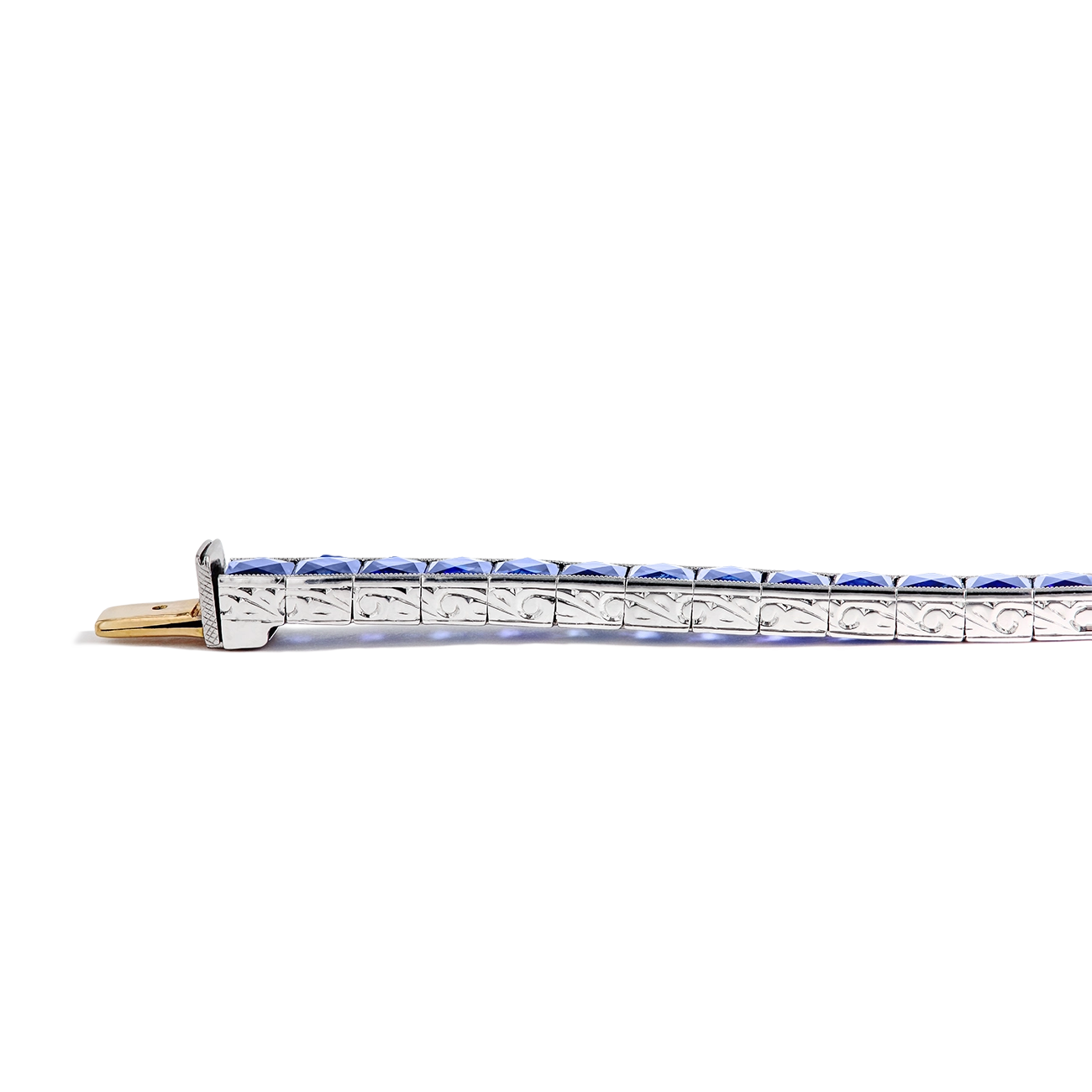 Platinum French-Cut Blue Sapphire Bracelet