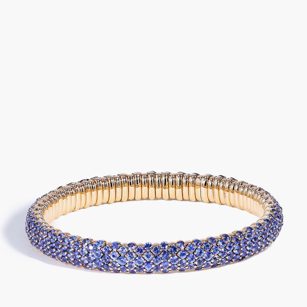 Blue Sapphire Flex Bangle in Rose Gold