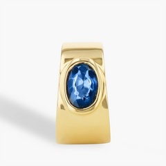 Blue Sapphire Oval Golf Huggie Earrings