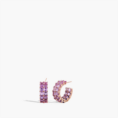 14 Carat Asscher Pink Sapphire Inside Out Hoop Earrings