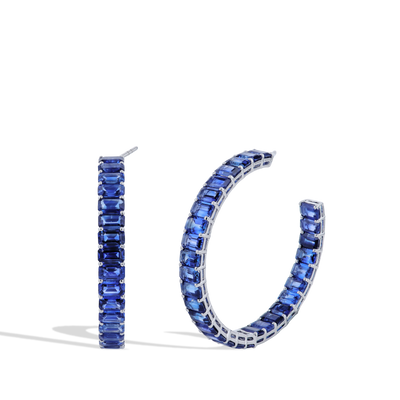 27 Carat Blue Sapphire Inside Out Hoop Earrings - Private Label product
