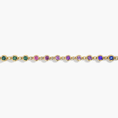 Multi-Color Sapphire and Diamond Bezel Bubble Necklace