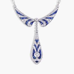 Blue Sapphire and Diamond Statement Dangle Necklace