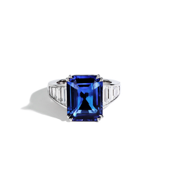 Blue Sapphire and Diamond Side Stone Ring