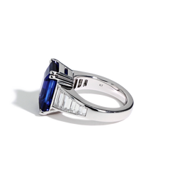 Blue Sapphire and Diamond Side Stone Ring