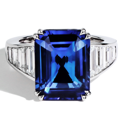 Blue Sapphire and Diamond Side Stone Ring