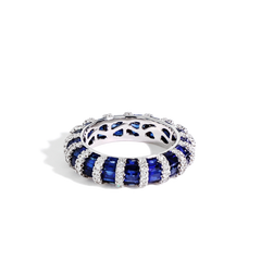 Blue Sapphire and Diamond Eternity Band
