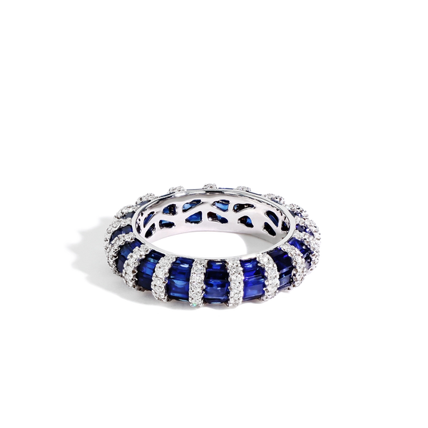 Blue Sapphire and Diamond Eternity Band