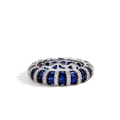 Blue Sapphire and Diamond Eternity Band