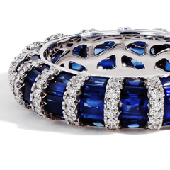 Blue Sapphire and Diamond Eternity Band