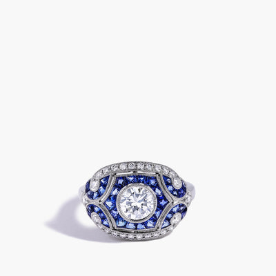 Round Diamond and Blue Sapphire Ring - Private Label product
