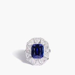 5 Carat Sapphire and Diamond Ring in 18K White Gold