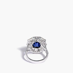 5 Carat Sapphire and Diamond Ring in 18K White Gold