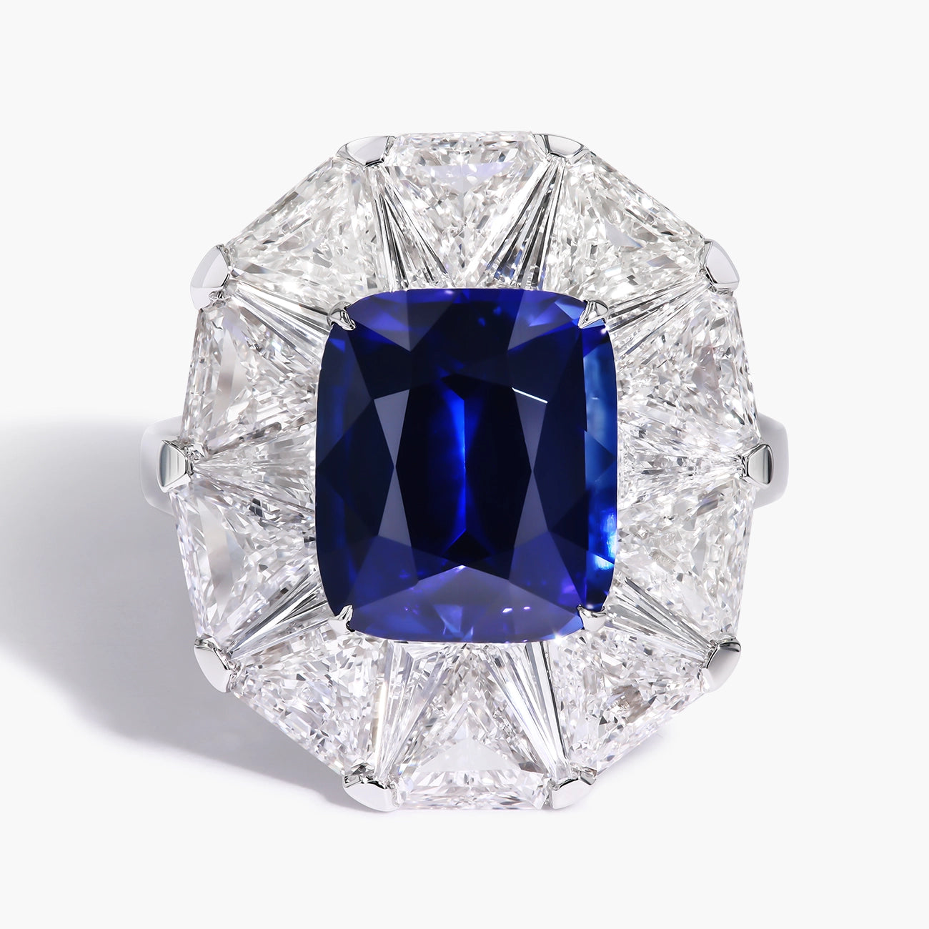 5 Carat Sapphire and Diamond Ring in 18K White Gold