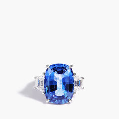 13 Carat Madagascar Sapphire Ring in 18K White Gold