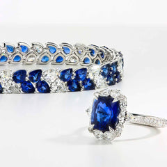 Blue Sapphire and Diamond Pear Double Row Bracelet