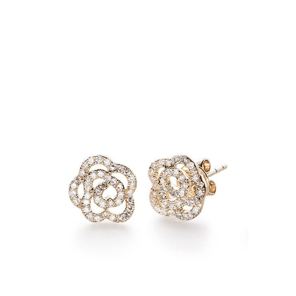 EF Collection Diamond Rose Stud Earrings