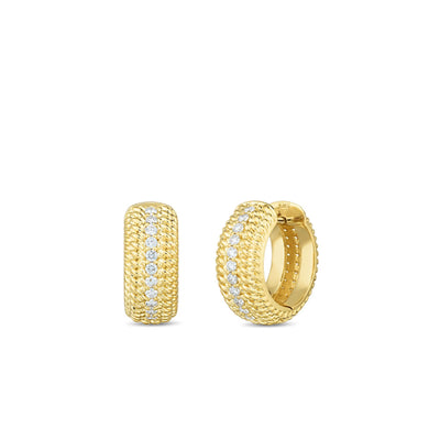 Roberto Coin Opera 18K Gold and Diamond Huggie Earrings - Roberto Coin product