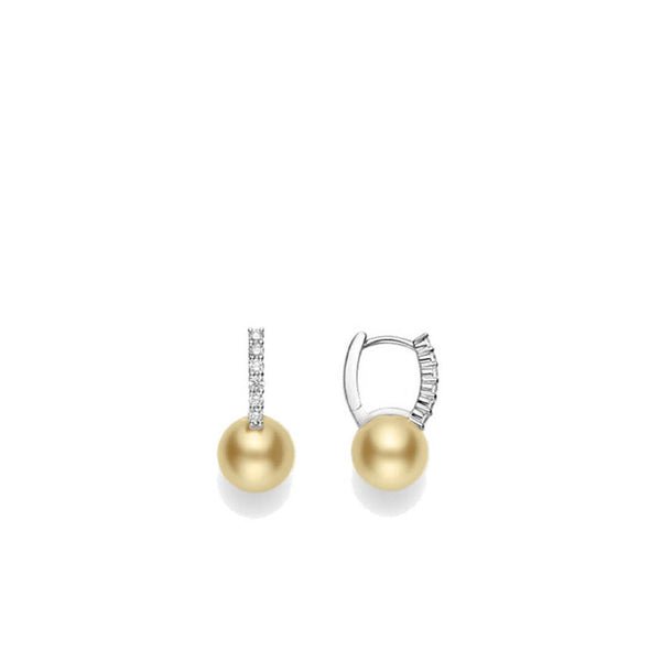 Mikimoto Diamond Hoop South Sea Pearl Earrings MEA10228GDXWP090