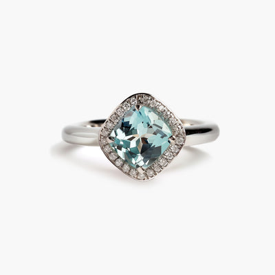 Private Label Aquamarine Cushion Cut Compass Cocktail Ring - Private Label product