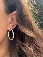 Round Chunky Yellow Gold Diamond Hoop Earrings- 1 Carat