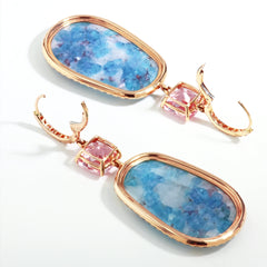 Polished Rough Paraiba and Morganite Drop Earrings