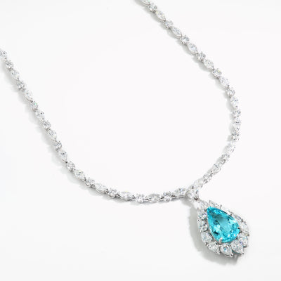 Private Label Pear Paraiba Diamond Necklace in 18K White Gold - Private Label product