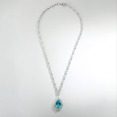 Private Label Pear Paraiba Diamond Necklace in 18K White Gold