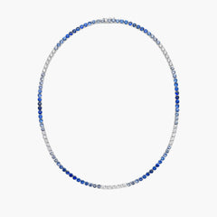 4 Carat Diamond & Sapphire Tennis Necklace in 18K White Gold