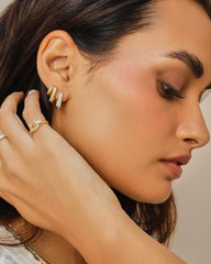 EF Collection Jumbo Lola Baguette Diamond Hoop Earrings