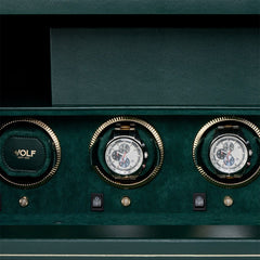 WOLF The Den 4-Piece Watch Winder Safe in Green