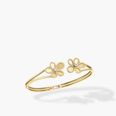 Roberto Coin Jasmine Two-Tone Double Diamond Flower Bangle