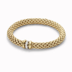 Fope Love Nest Yellow Gold Diamond Woven Bracelet