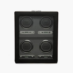 WOLF Viceroy Black Vegan Leather Four-piece Watch Winder