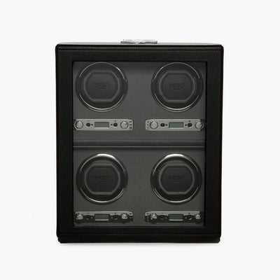 WOLF Viceroy Black Vegan Leather Four-piece Watch Winder - Wolf product