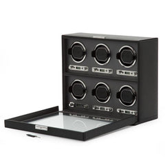 WOLF Viceroy Black Vegan Leather 6pc Watch Winder