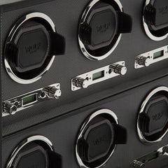 WOLF Viceroy Black Vegan Leather 6pc Watch Winder